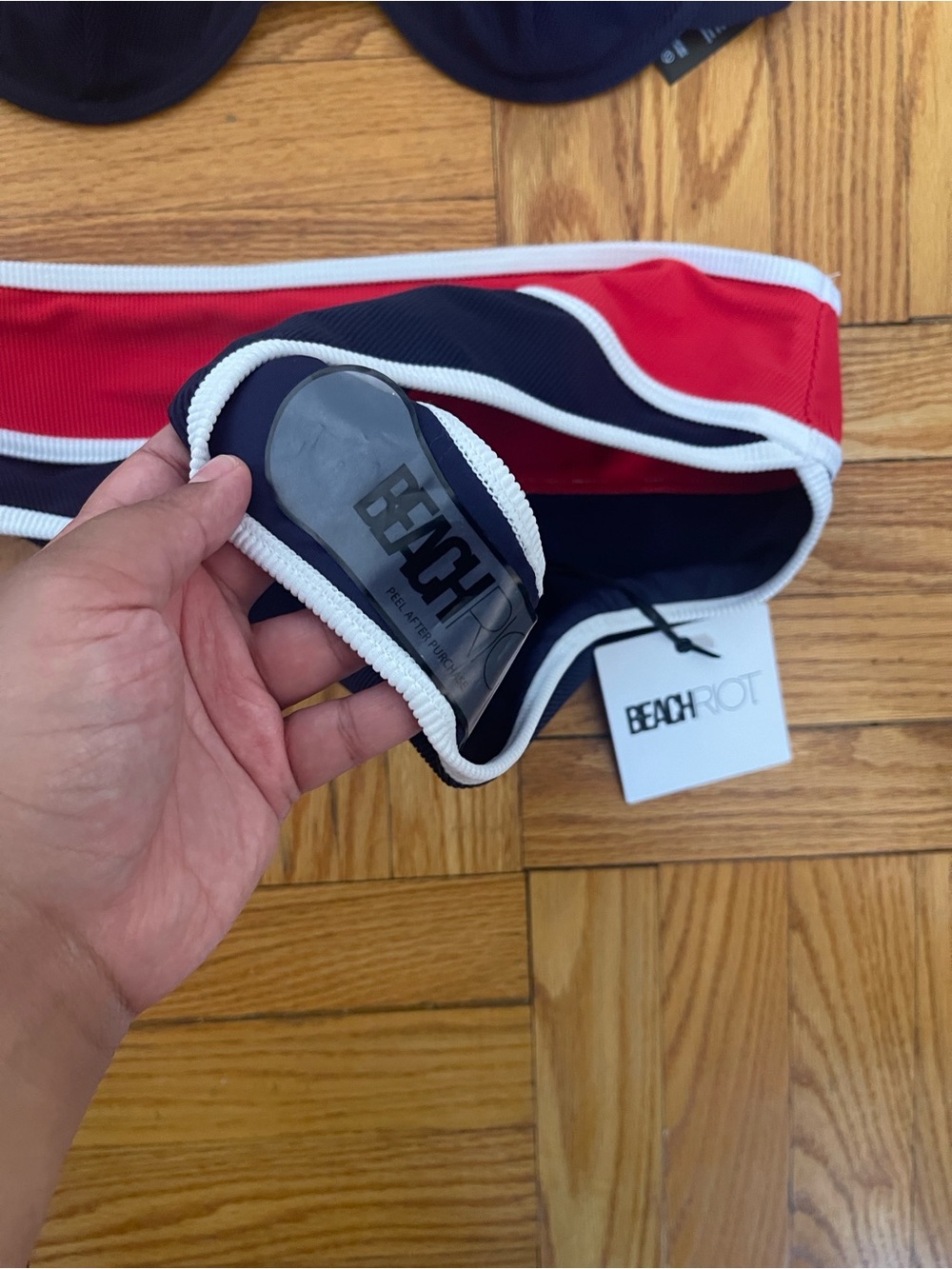 Anthropologie Beach Riot Kori Navy & Red Ribbed High-Waist Bikini Set - Picture 7 of 9